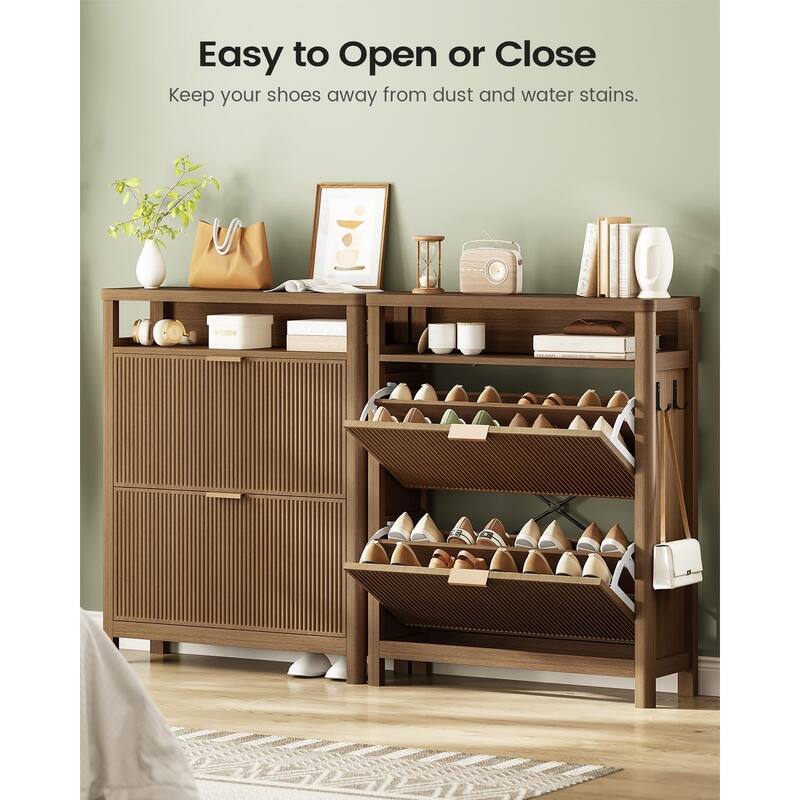 Shoe Storage Cabinet with 2 Large Flip Drawers Shoe Rack Cabinet