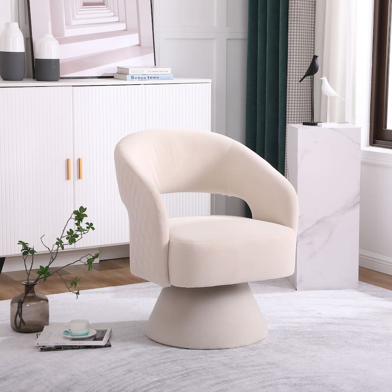 Swivel Accent Chair Armchair, Round Barrel Chair in Fabric for Living Room Bedroom - Beige