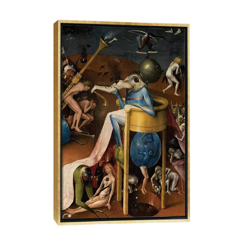 iCanvas "Detail Of The Prince Of Hell, The Garden Of Earthly Delights, 1490-1500" by Hieronymus Bosch Framed Canvas Print - Gold - 40x26