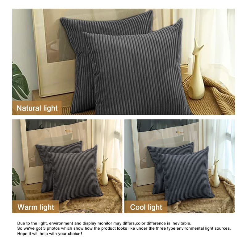 Set of 2 Modern Decorative Soft Corduroy Throw Pillows