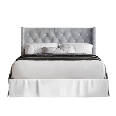 CraftPorch 3 Piece Bedroom Nightstands Set Wingback Tufted Bed