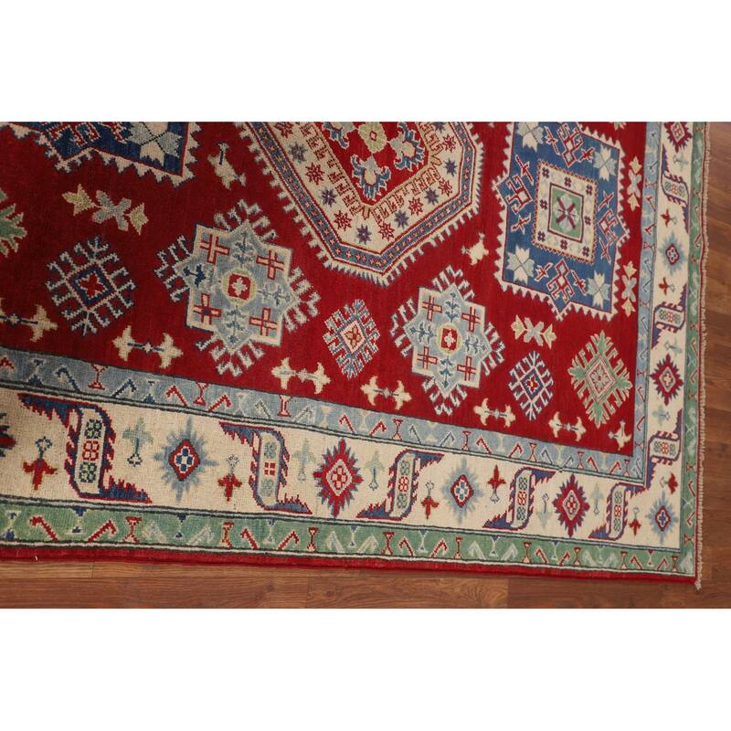Oriental Red Kazak Area Rug Handmade Wool Carpet - 5'2" x 6'7"