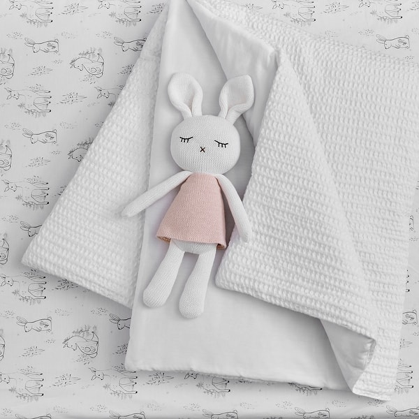 Mills Waffle White 4pc Baby Crib Bedding Set - Levtex Baby