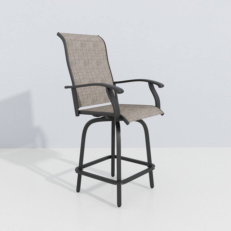 Outdoor Metal Swivel Counter-height Bar Stool Dining Chair Set of 2/4