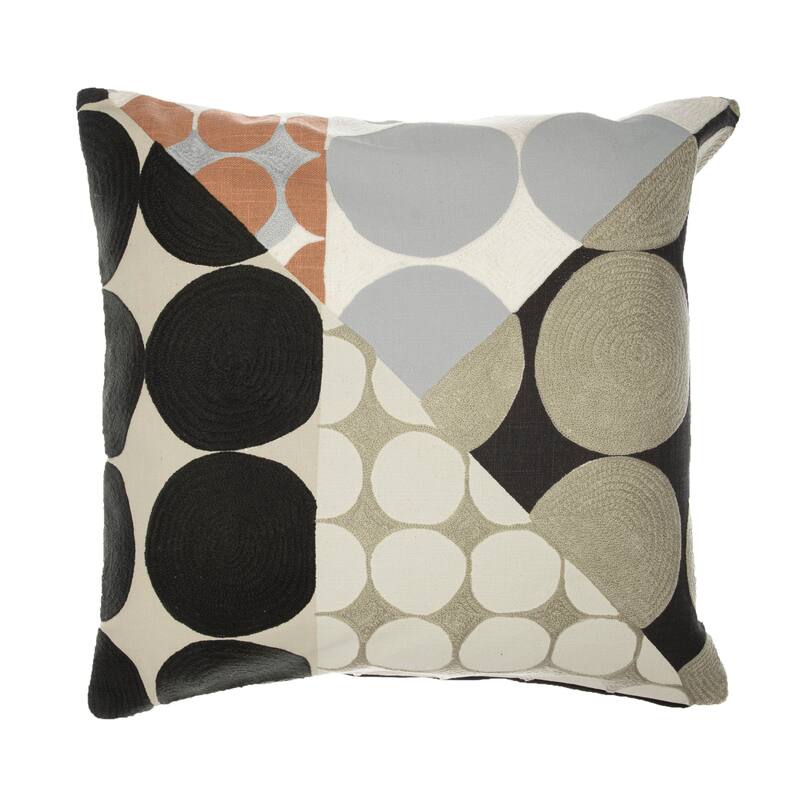 Sevita Contemporary Geometric Hand-Woven Indoor Throw Pillow - 20" x 20" - Black/Beige