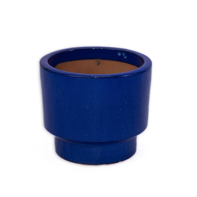 Antique Blue Green Ceramic Planter Set of 3 - 15 Inch Square Modern Plant Pots with Drainage