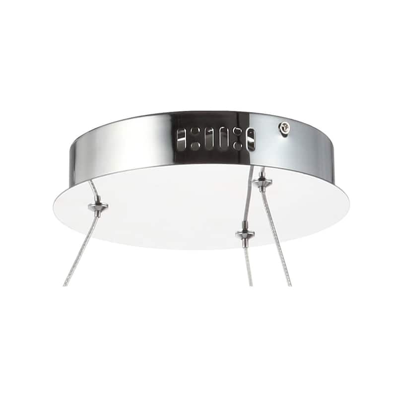 Bradley 24.7" Round Integrated LED Crystal/Metal Pendant, Chrome/Clear by JONATHAN Y