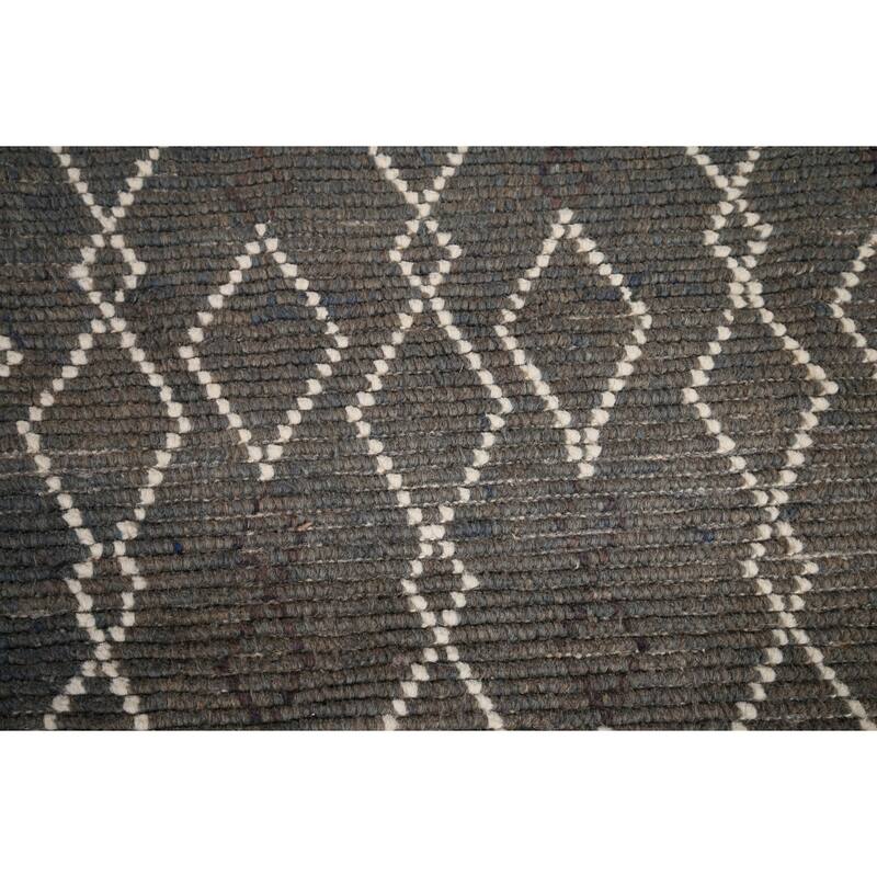 All-Over Geometric Moroccan Oriental Area Rug Handmade Wool Carpet - 7'10" x 10'1"