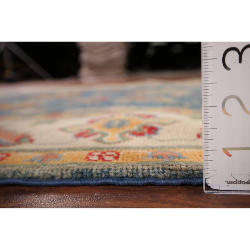 Blue Floral Oushak Oriental Area Rug Hand-Knotted Wool Carpet - 4'1" x 6'4"