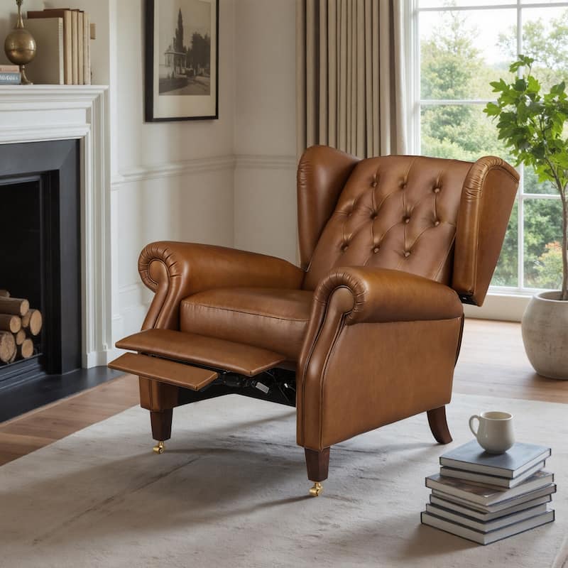 Art Leon Genuine Leather Recliner Lounge Chair - Brown