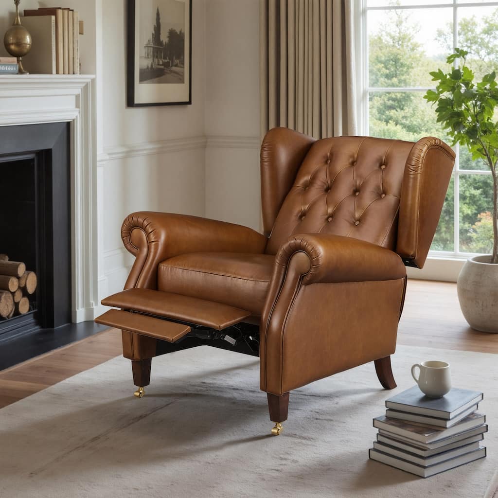 Art Leon Genuine Leather Recliner Lounge Chair