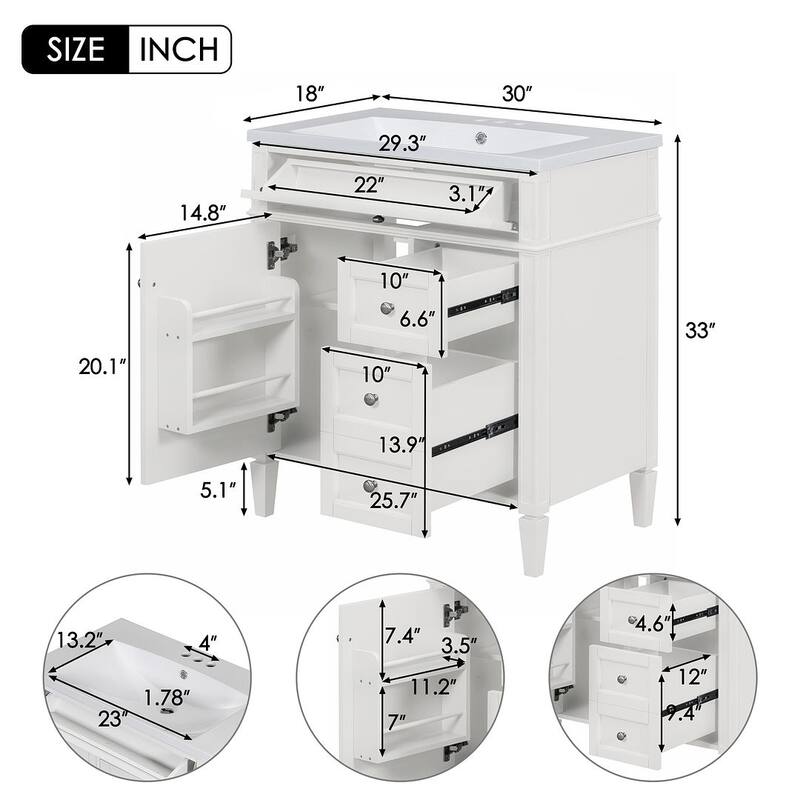 30'' Bathroom Vanity with Top Sink Set, Sink Bathroom Vanity