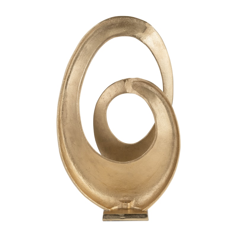 Sagebrook Home Aluminum 20" Swirl Sculpture - Elegant Gold Tabletop, Modern Metallic Accent for Home - 12" x 5" x 20"