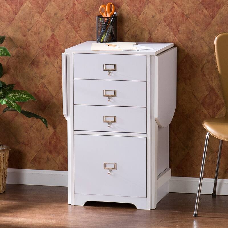 Fold-Out Organizer and Craft Writing Desk White Veneer Finish