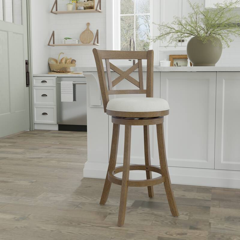 Hamlin Wood Swivel Stool, Brush Gray