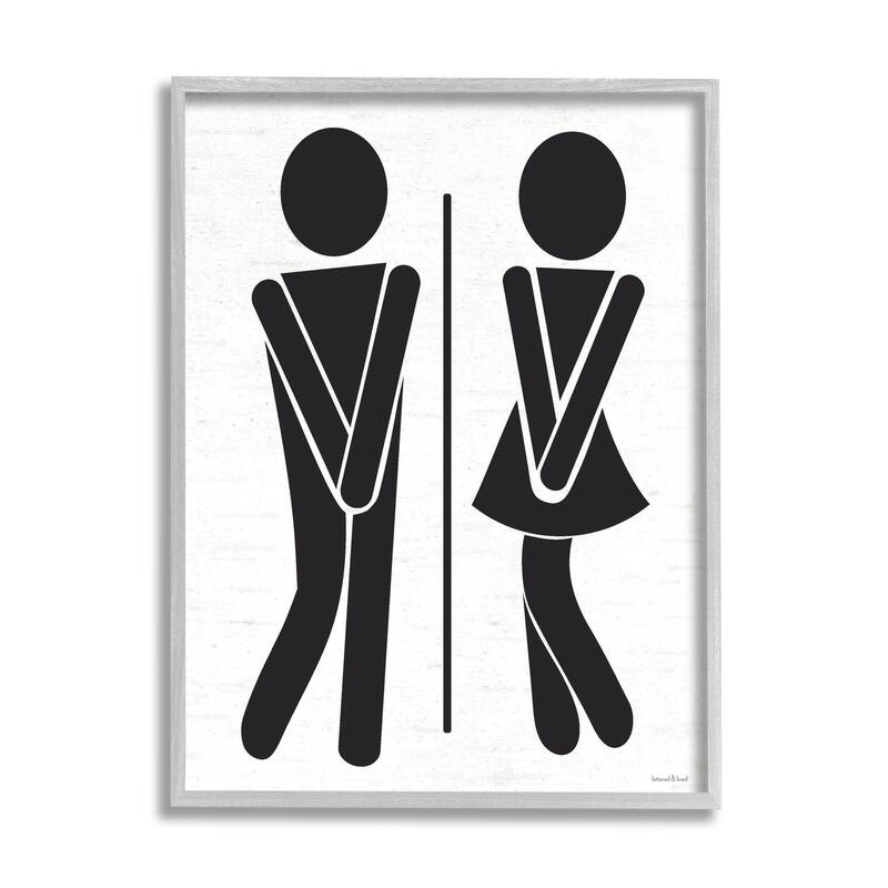 Stupell Bathroom Sign Genders Got to Go Stance Figures Framed Wall Art - Black - 24 x 30 - Grey