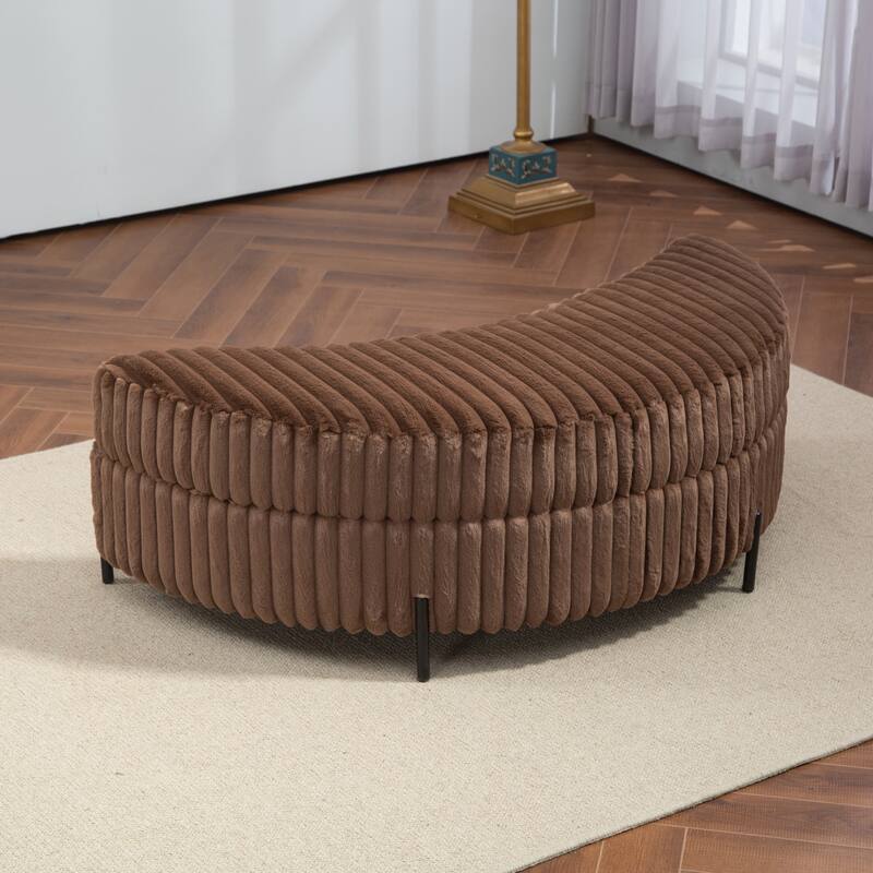 Modern Sofa Chair Round Accent Barrel Chair With 5 Pillows and Storage Ottoman