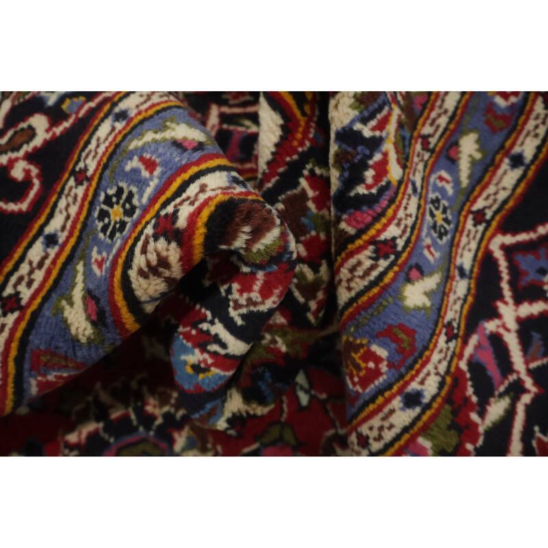 Hand Knotted Oriental 100% Wool Carpet Traditional Floral Red Kashan Area Rug - 11' 4'' X 7' 8''