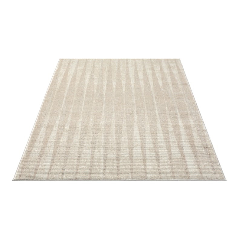 Abani Rugs TER150A Beige Cream Geometric Vertical Lines Neutral Transitional Area Rug