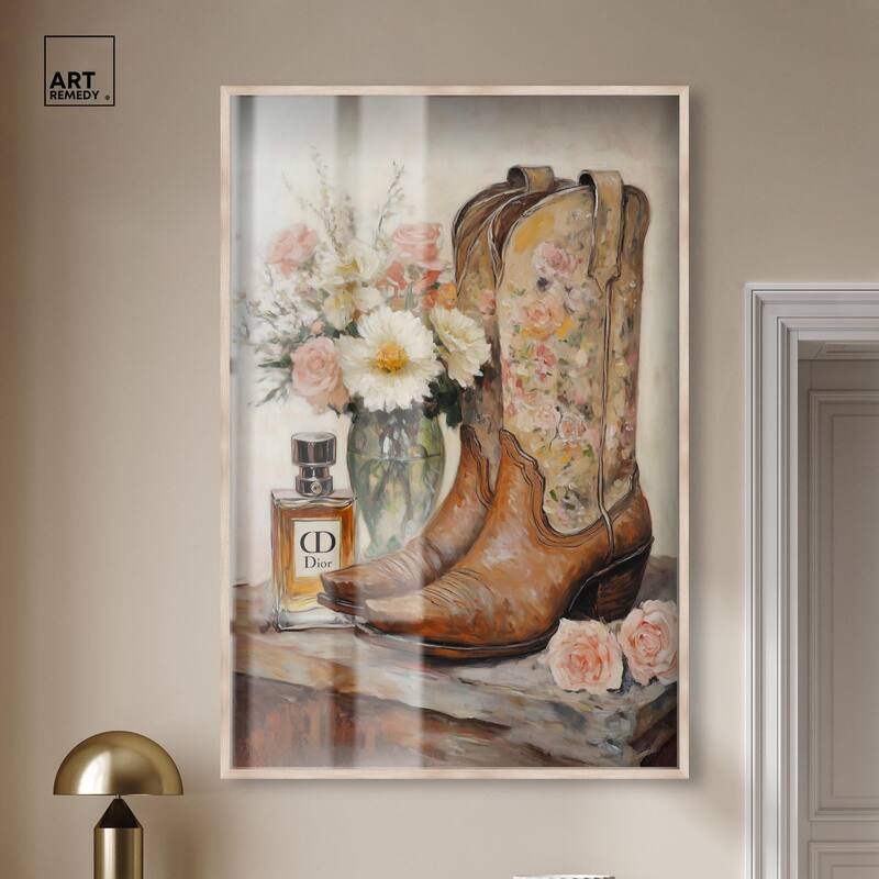 Delicate Floral Boots Shadowbox by Art Remedy