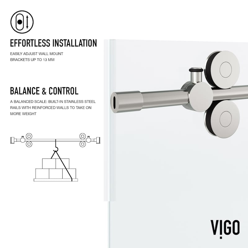 VIGO Elan 56" to 60" W x 66" H Frameless Sliding Tub Door