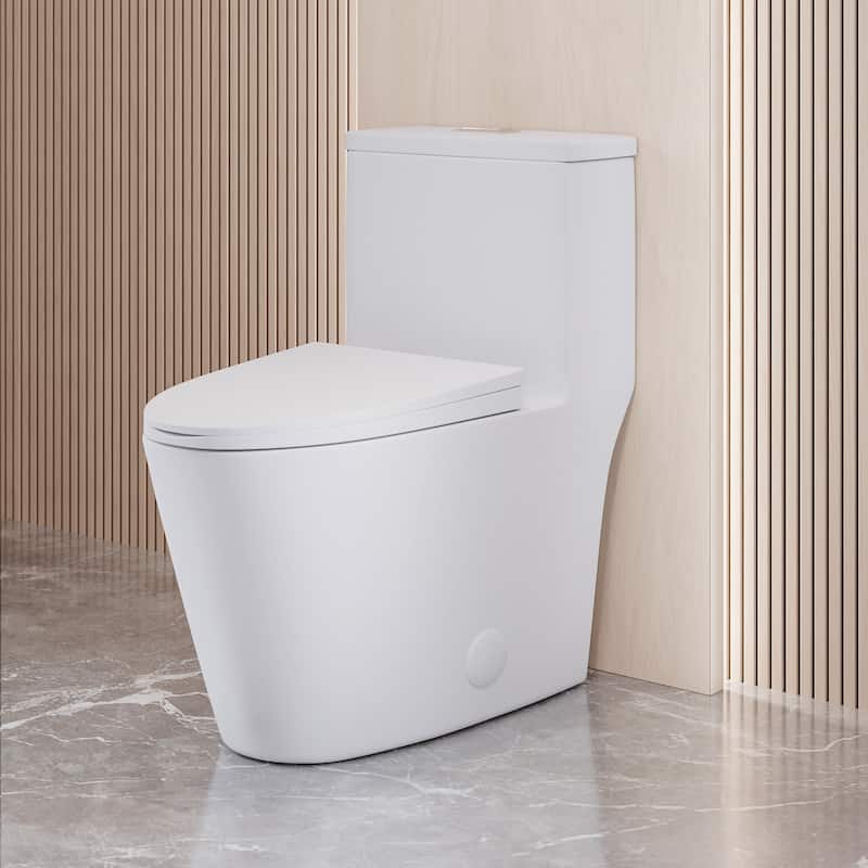 Dreux One Piece Elongated Dual Flush Toilet with 0.95/1.26 GPF - Glossy White