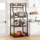 preview thumbnail 1 of 3, Rustic Kitchen Bakers Rack Microwave Oven Stand with Large Wire Basket - 15.7"D x 23.6"W x 50.7"H Brown