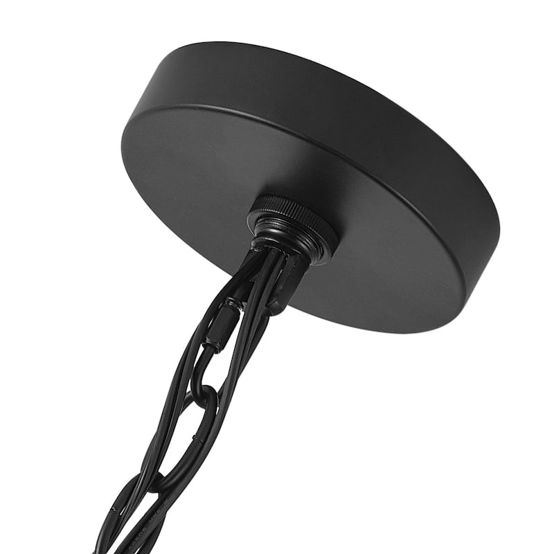 20-Lights Matte Black Wagon Wheel Chandelier - 43.3"D×4.7"W×160.6"H（Adjustable）
