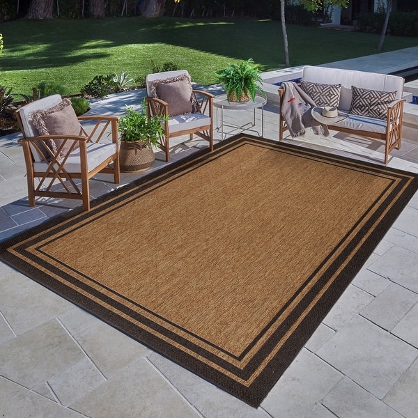 5' X 7' Spa Coastal Bordered Indoor Outdoor Area Rug 5' X 7' Spa Coastal Bordered Indoor Outdoor Area Rug