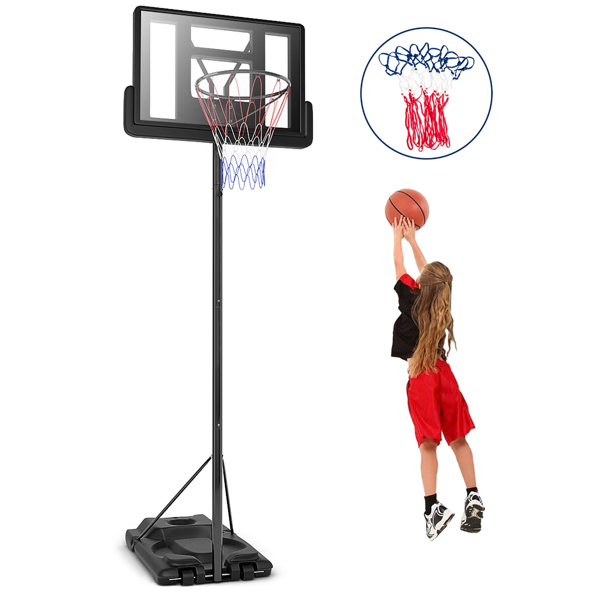 Soozier Wall Mounted Basketball Hoop with Shatter Proof Backboard, Black
