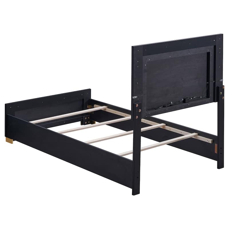 Marceline Contemporary Wood LED Panel Bed