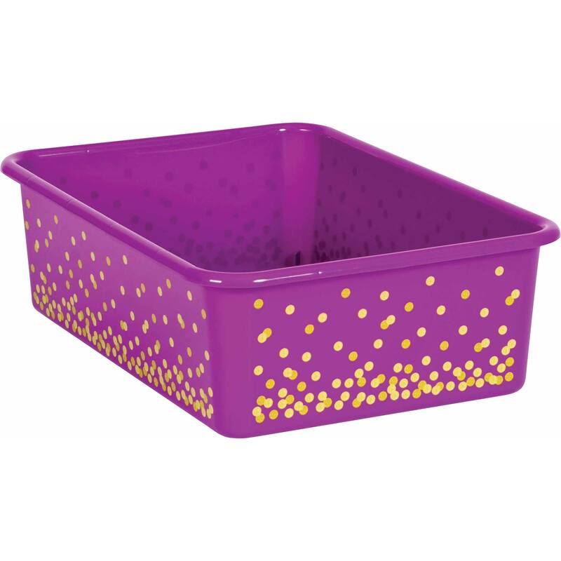 Teacher Created Resources Purple Confetti Large Plastic Storage Bin, Pack of 3