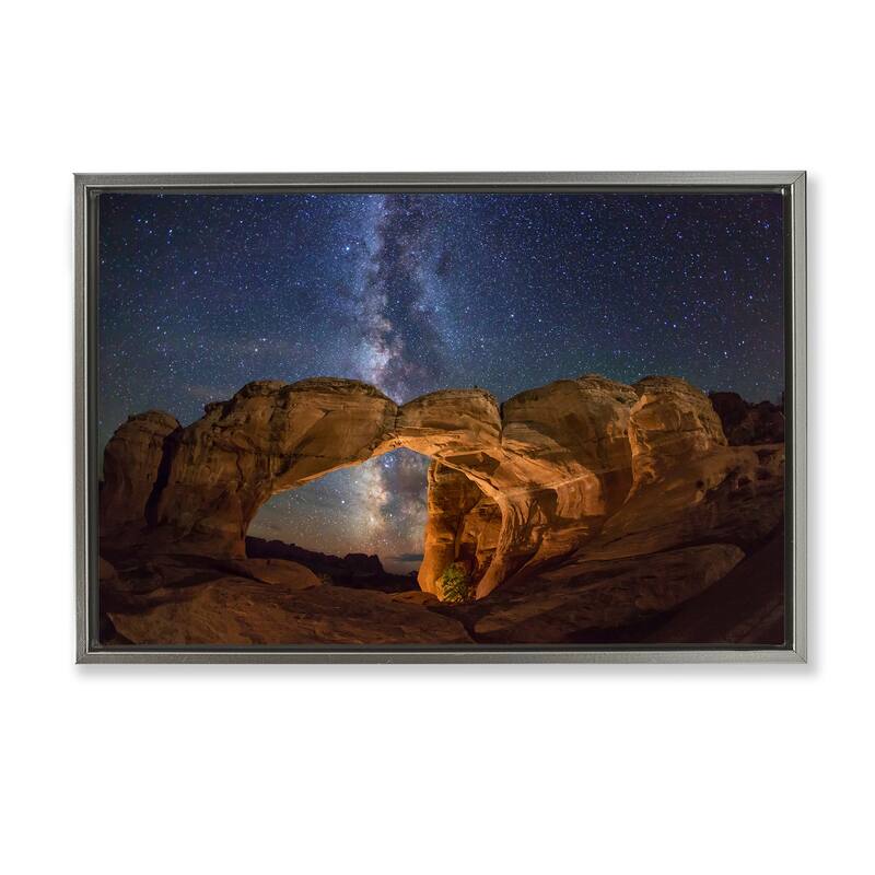 Stupell Starry Sky Through Desert Arch Framed Floater Canvas Wall Art Design By Royce Bair - 31 x 21 - Grey