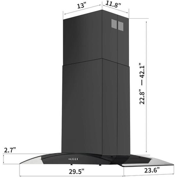 Tieasy 30 inch Stainless Steel Island Mount Range Hood 900 CFM Vent