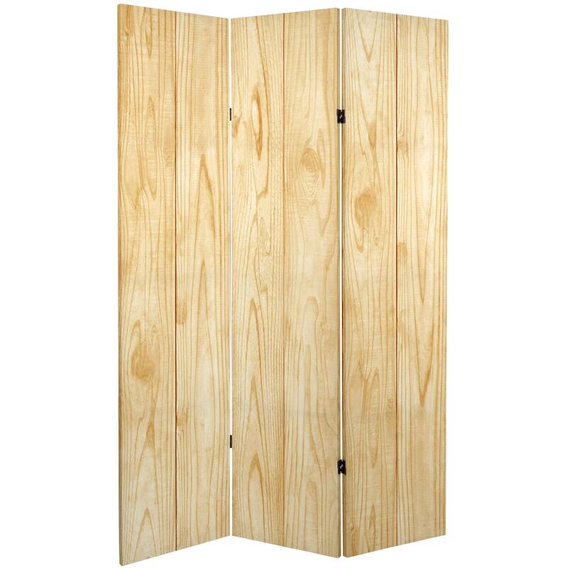 6 ft. Tall Double Sided Wood Grain Canvas Room Divider