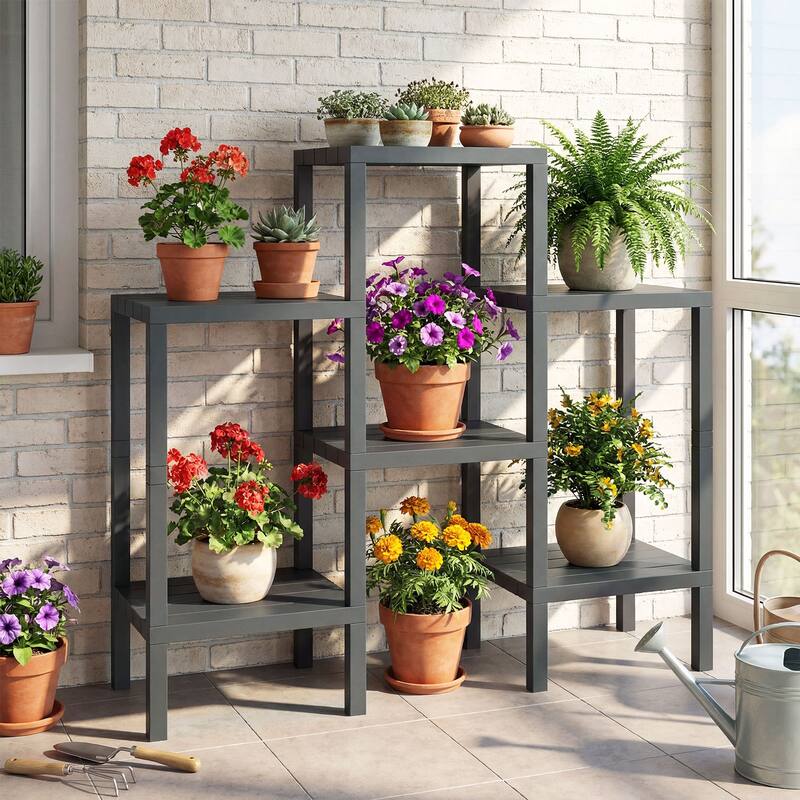 Gymax 6-Tier Plastic Modular Storage Shelves Open Display Utility