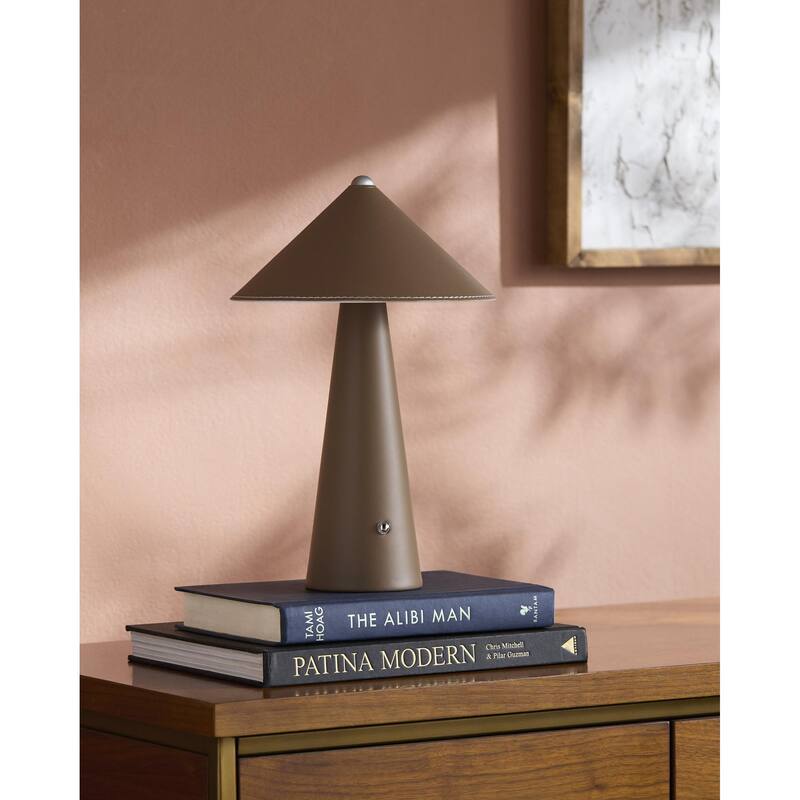 Livabliss Nomelle Modern Accent Table Lamp - 13"H x 8"W x 8"D - Brown