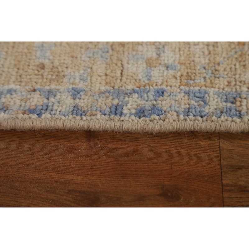 Hand Knotted Oriental 100% Wool Carpet Transitional Geometric Brown Oushak Area Rug - 3' 10'' X 2' 11''