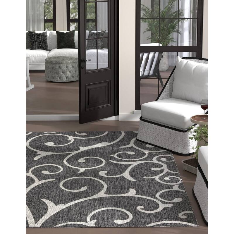 Outdoor Turgh Collection Area Rug - Charcoal Gray - 13' Square