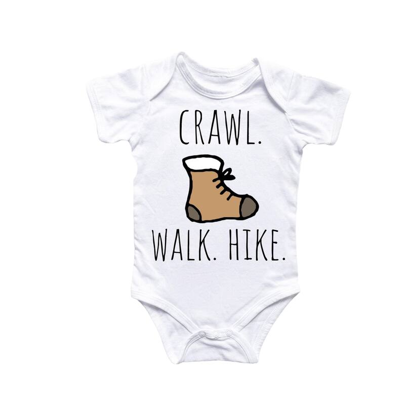 Mountain Hiking - Baby Boy Girl Clothes Infant Bodysuit Funny Cute Newborn - White - 6-9M