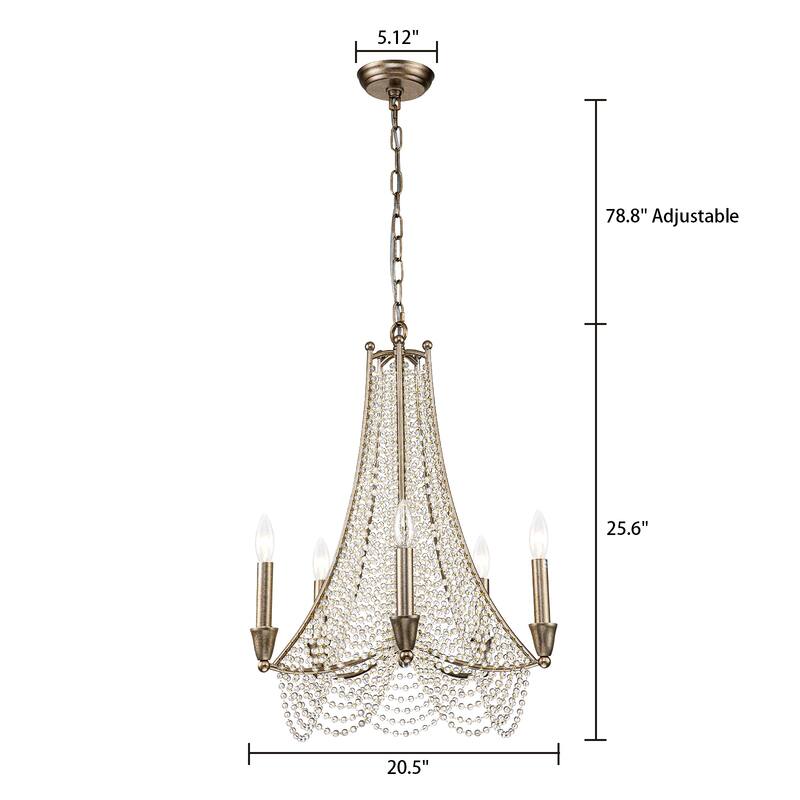 OYIPRO 8-Light Vintage Antique Gold Crystal Large Empire Chandelier