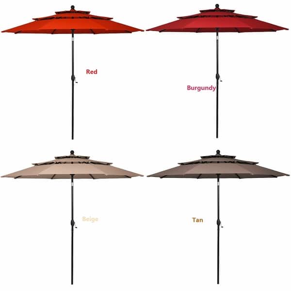 slide 2 of 58, Gymax 10ft 3 Tier Patio Market Umbrella Aluminum Sunshade Shelter
