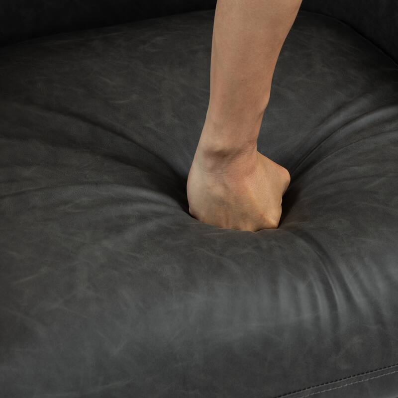 Vegan Leather Upholstered Swivel Barrel Accent Chair