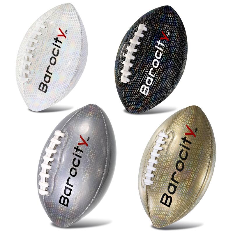 Barocity Footballs for Kids- Reflective Iridescent Rainbow Hex Pattern