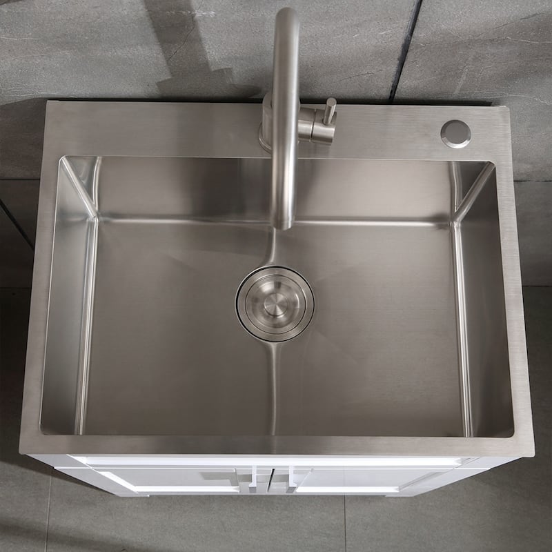 24in Stainless Steel Washing Sink w/ Faucet Hoses and Drain Head Only(Update)