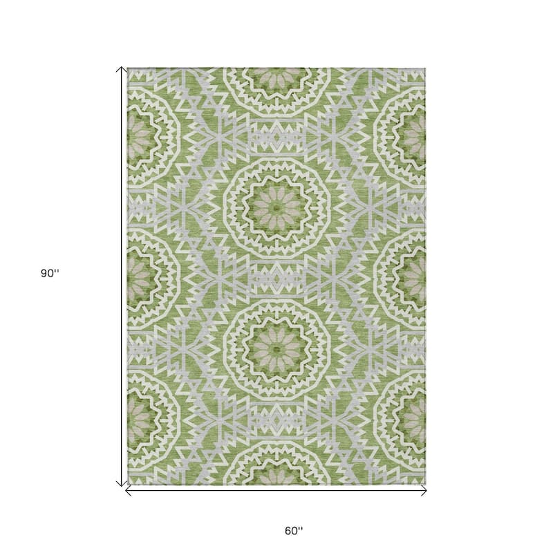 HomeRoots Floral Medallion Transitional Rectangle Outdoor Rug