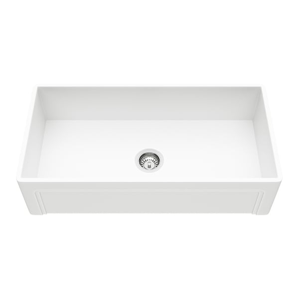Vigo VGRA3618SL 36" Single Basin Matte Stone Farmhouse Kitchen Sink - Matte White