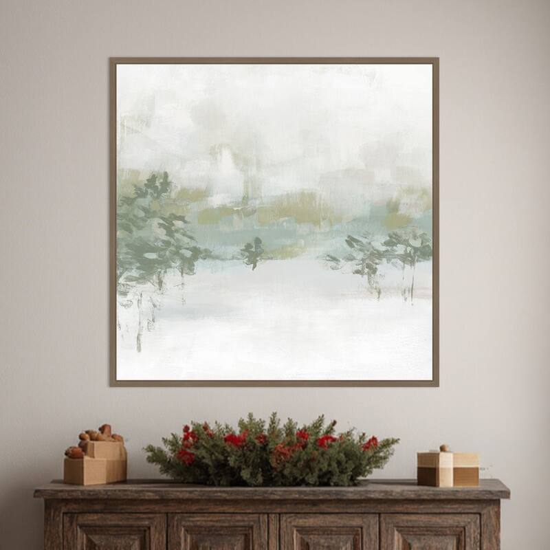 Winter Hillside I by June Erica Vess Framed Canvas Wall Art Print - Sylvie Dark Gold