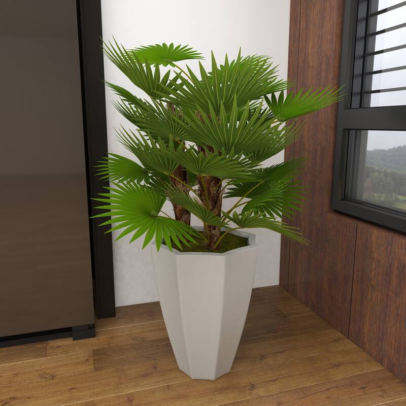 White Fiberglass Contemporary Artificial foliage - 35"L x 33"W x 54"H