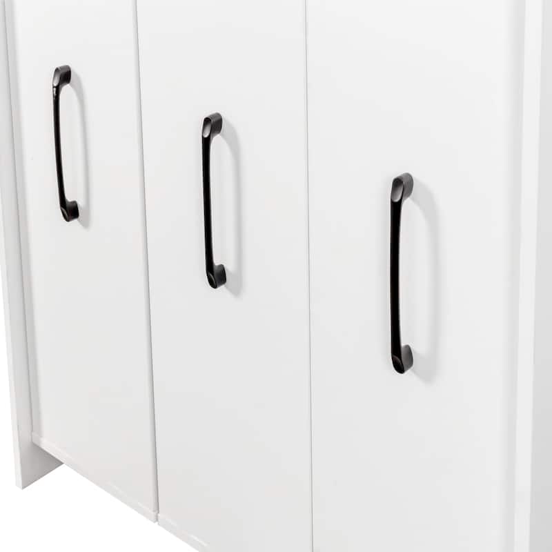 3 Tier Floor Standing Bookcase with Three Pulled Shelving Cabinet with Wheels